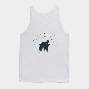 Inspirational Illustration With Bear, Stars And Forest In Double Exposure Style Tank Top